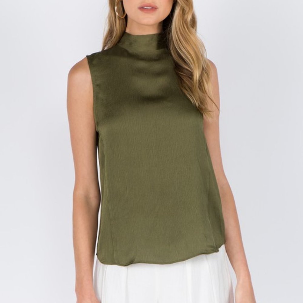 Green Silky Tie Back Blouse
